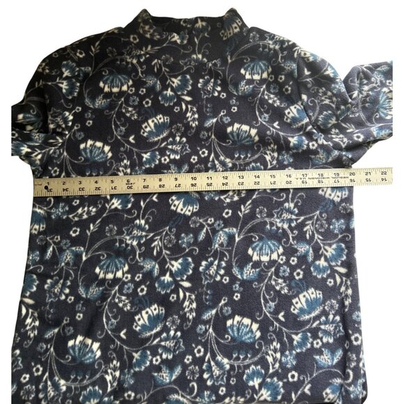 Croft & Barrow Womens Small Navy & White Fleece Floral Pullover Top - Picture 6 of 7